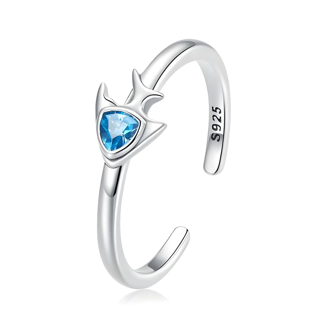 Anillo de Pez Azul <myexti><span>Plata de Ley 925, chapada en oro blanco, con circonitas azules - ajustable</span></myexti>