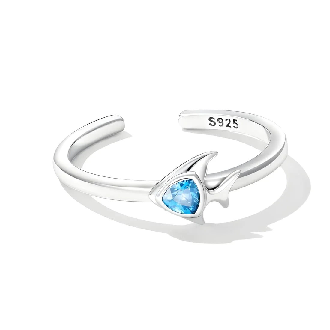 Anillo de Pez Azul <myexti><span>Plata de Ley 925, chapada en oro blanco, con circonitas azules - ajustable</span></myexti> - Imagen 3