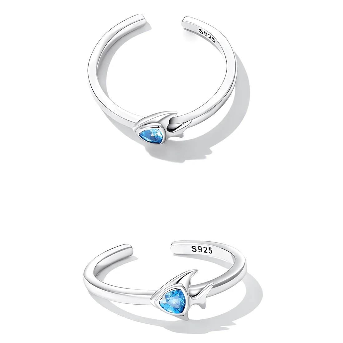 Anillo de Pez Azul <myexti><span>Plata de Ley 925, chapada en oro blanco, con circonitas azules - ajustable</span></myexti> - Imagen 5