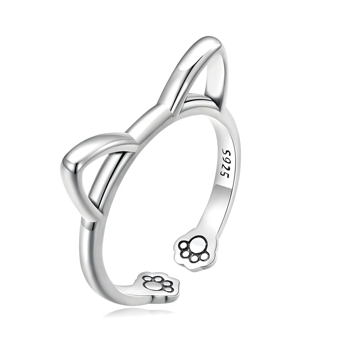 Anillo de Orejas de Gato <myexti><span>Plata de Ley 925, chapada en oro blanco - ajustable</span></myexti>