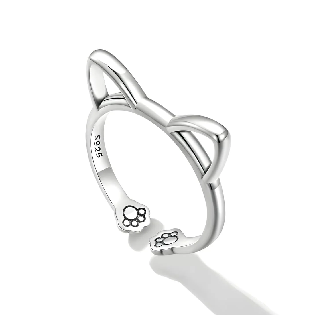 Anillo de Orejas de Gato <myexti><span>Plata de Ley 925, chapada en oro blanco - ajustable</span></myexti> - Imagen 4