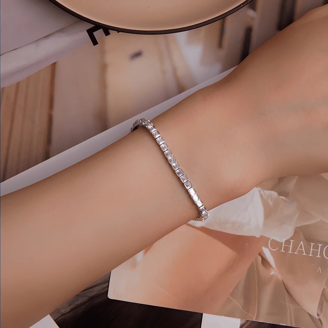 Pulsera de Tenis <myexti><span>Plata de Ley 925, chapada en oro blanco, con circonitas</span></myexti> - Imagen 5