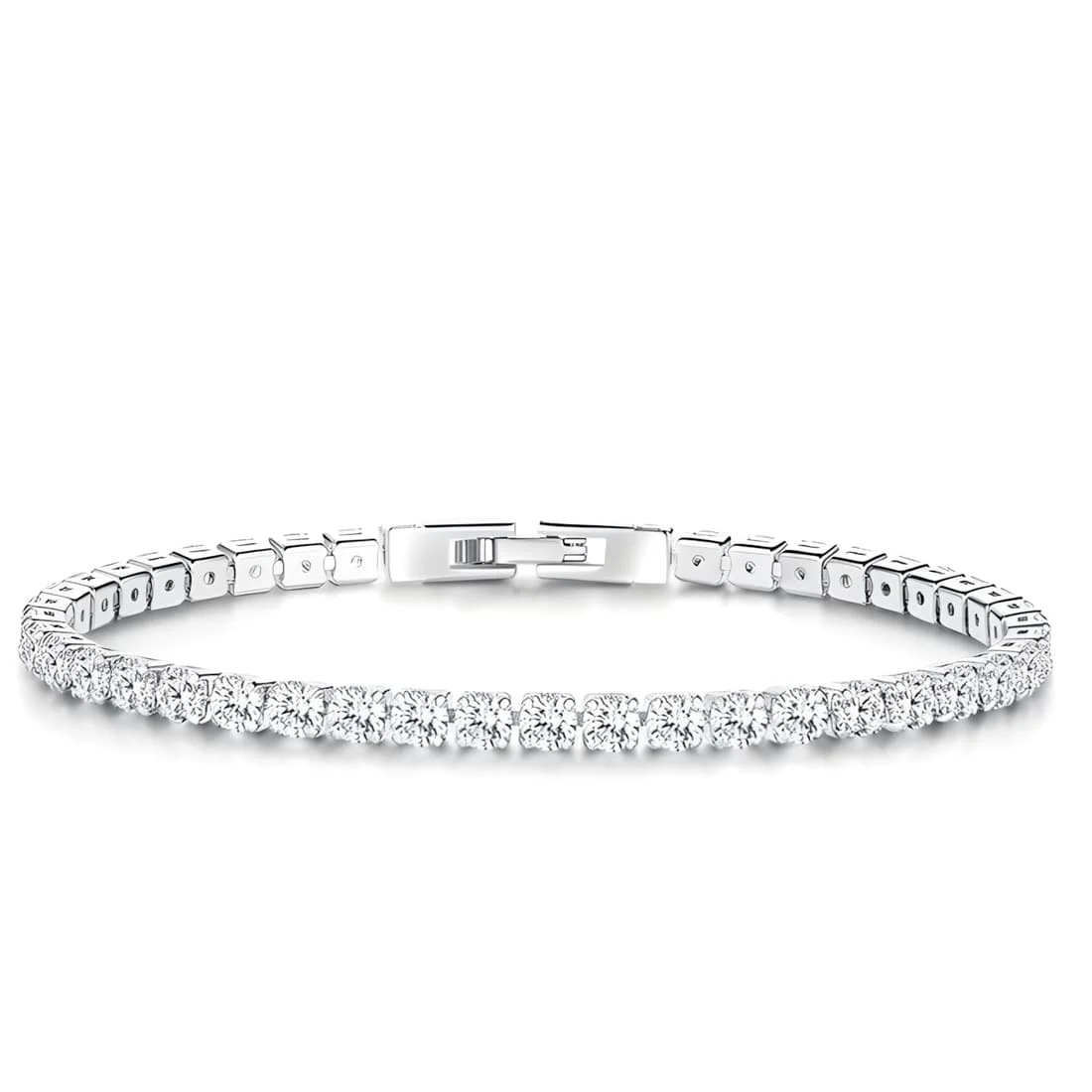 Pulsera de Tenis <myexti><span>Acero inoxidable, chapada en oro blanco, con circonitas - 19 cm</span></myexti>