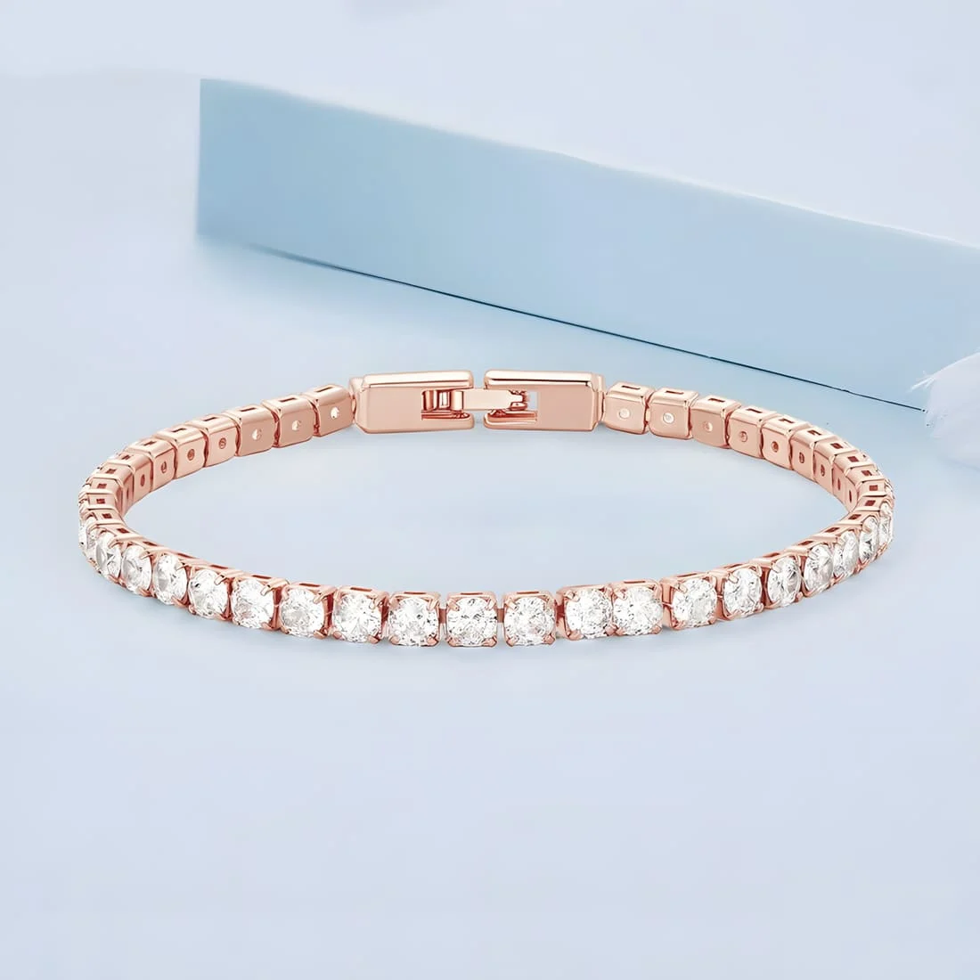 Pulsera de Tenis <myexti><span>Acero inoxidable, chapada en oro rosa, con circonitas - 19 cm</span></myexti> - Imagen 7