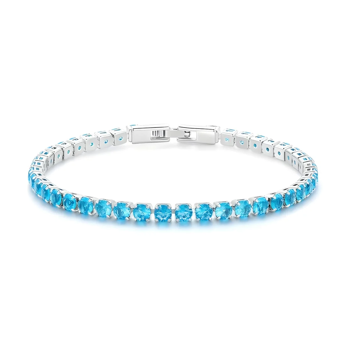 Pulsera de Tenis <myexti><span>Acero inoxidable, chapada en oro blanco, con circonitas azules - 19 cm</span></myexti>