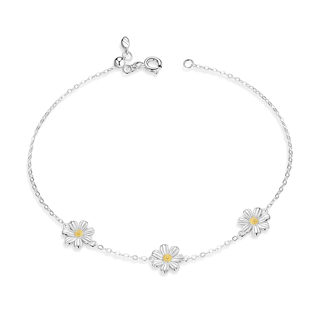 Pulsera Margaritas <myexti><span>Plata de Ley 925, chapada en oro blanco y oro amarillo, longitud ajustable</span></myexti>