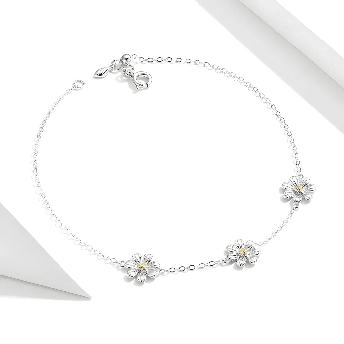 Pulsera Margaritas <myexti><span>Plata de Ley 925, chapada en oro blanco y oro amarillo, longitud ajustable</span></myexti> - Imagen 3
