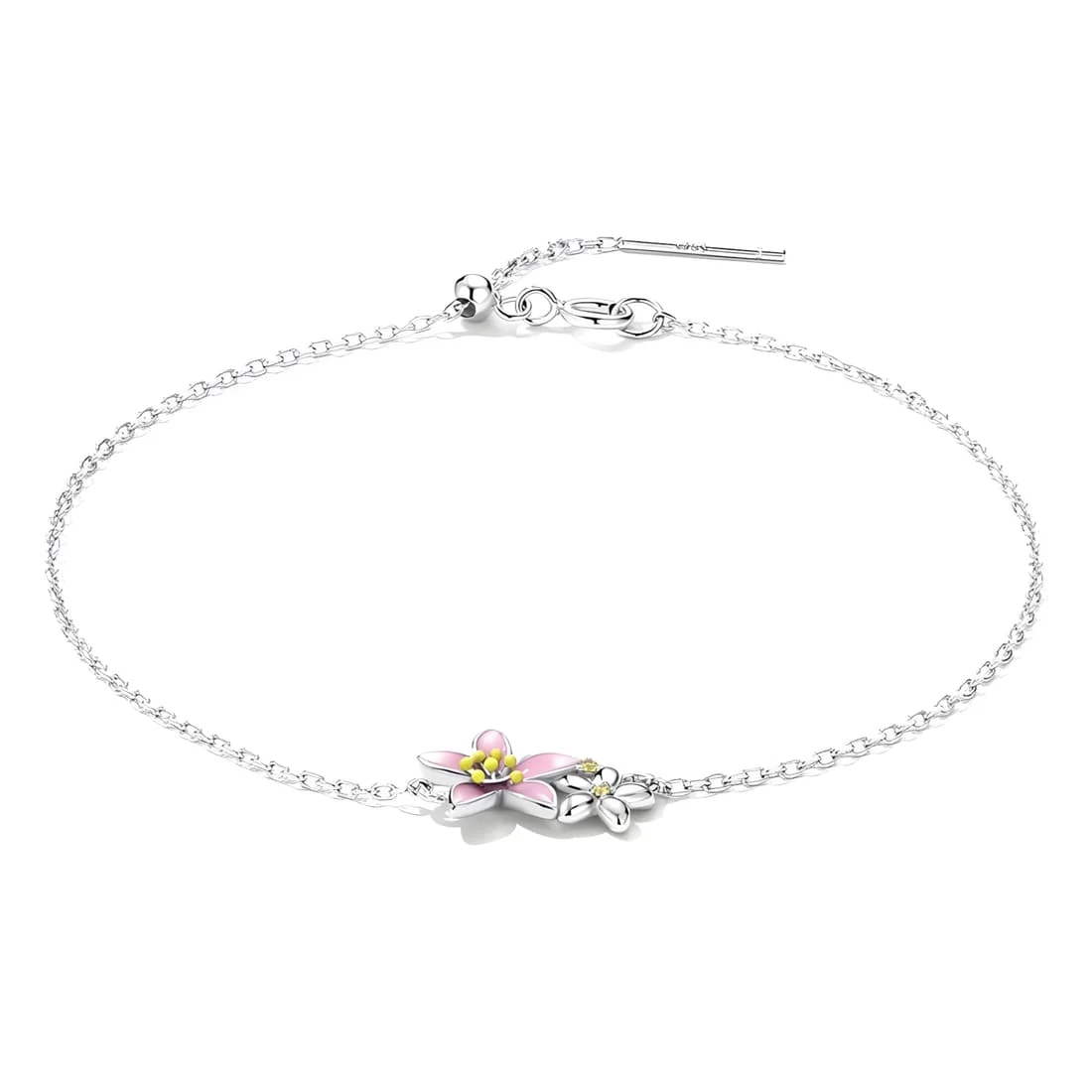 Pulsera Lirio <myexti><span>Plata de Ley 925, chapada en oro blanco, esmaltado a mano con longitud ajustable</span></myexti>