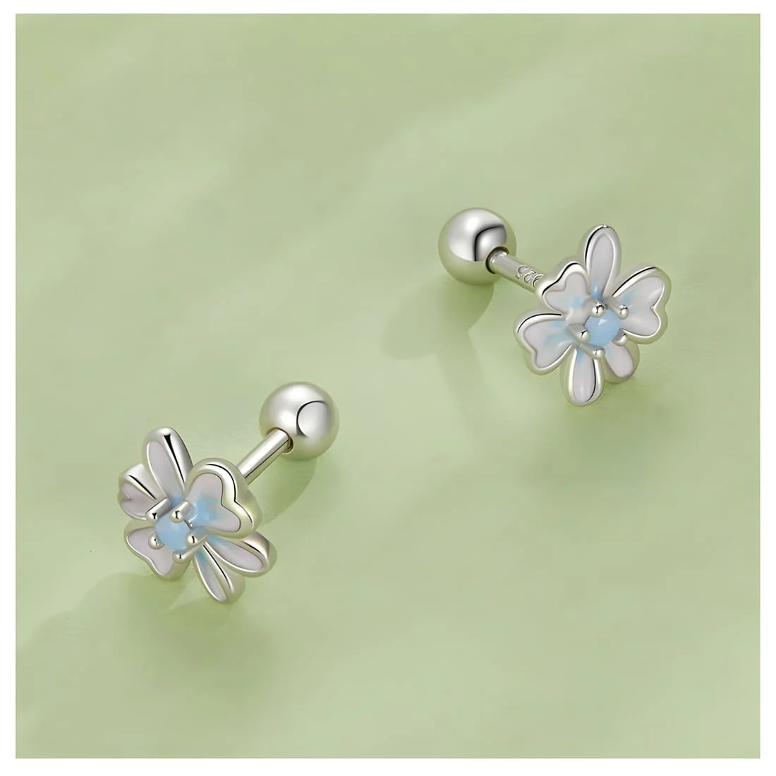 Pendientes de Botón Flores <myexti><span>en Plata de Ley 925, chapada en oro blanco y esmaltada a mano</span></myexti> - Imagen 4