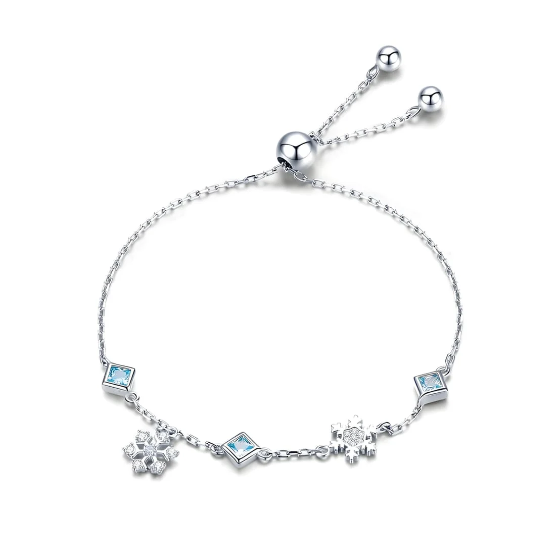Pulsera Copos de Nieve <myexti><span>Plata de Ley 925, chapada en oro blanco, con circonitas azules y blancas y longitud ajustable</span></myexti>
