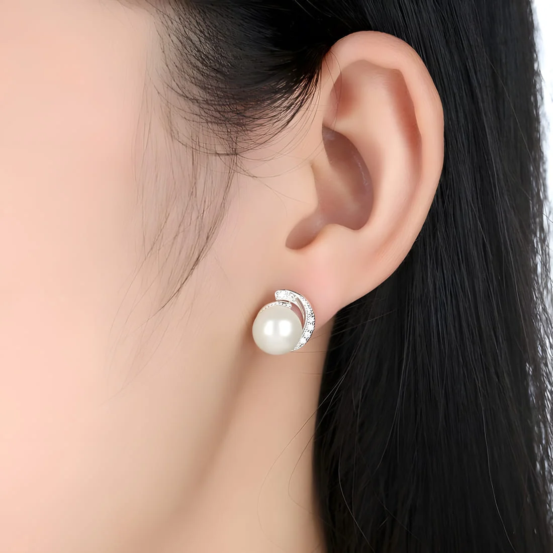 Pendientes de Perlas <myexti><span>Plata de Ley 925, chapada en oro blanco, con perlas naturales y circonitas</span></myexti> - Imagen 2
