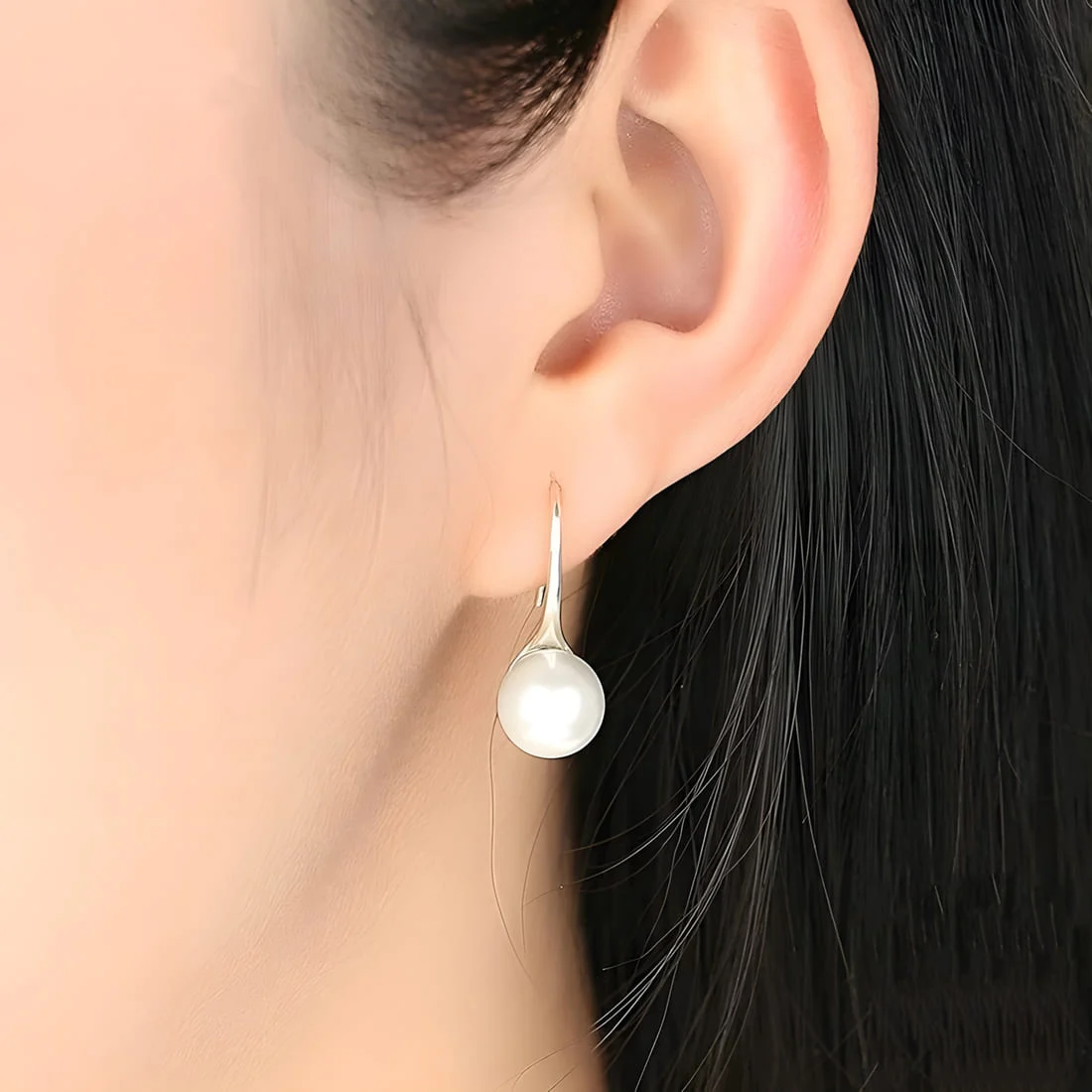 Pendientes de Gota con Perla <myexti><span>Plata de Ley 925, chapada en oro blanco, con perlas naturales</span></myexti> - Imagen 2