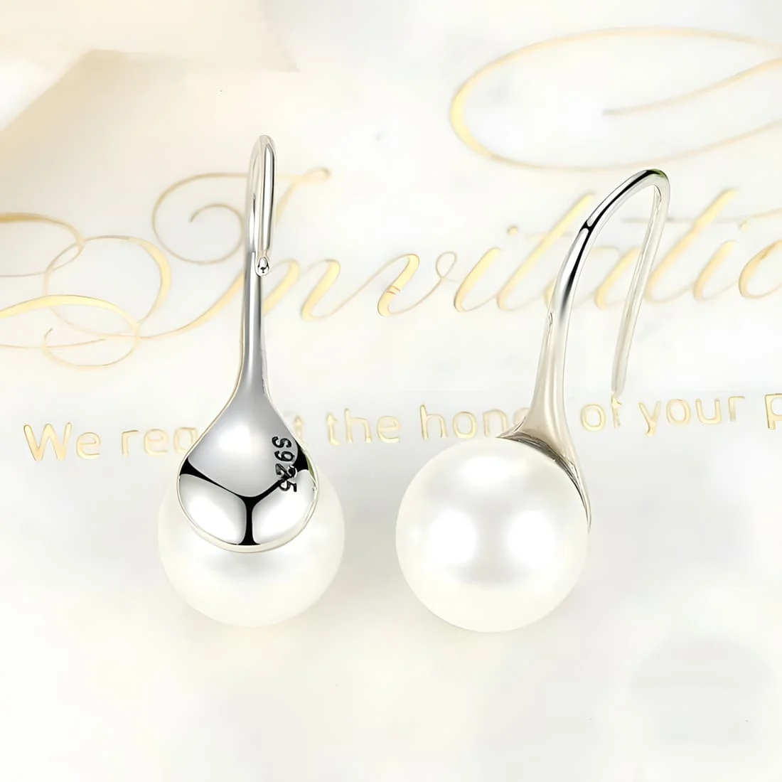 Pendientes de Gota con Perla <myexti><span>Plata de Ley 925, chapada en oro blanco, con perlas naturales</span></myexti> - Imagen 4