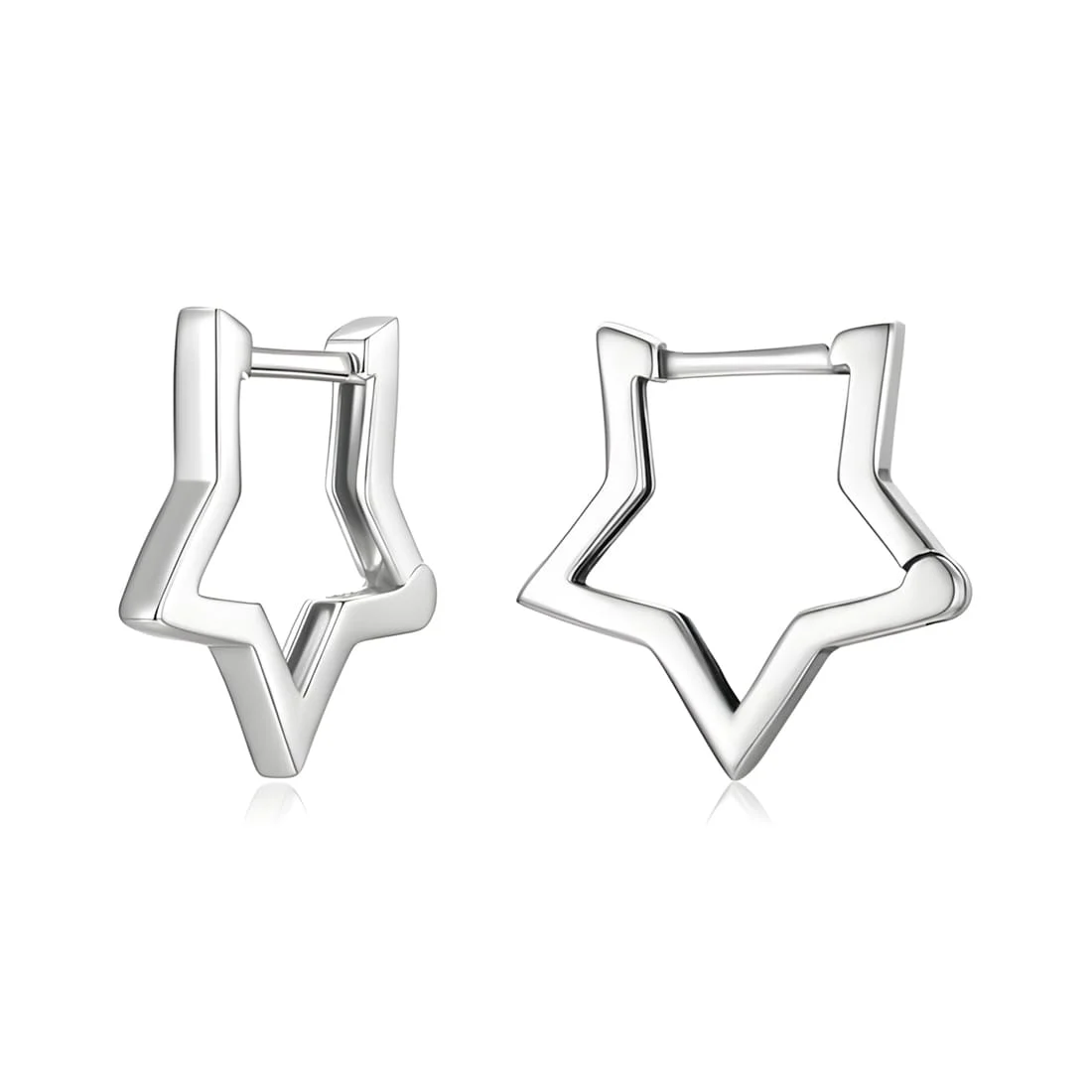Pendientes de Aro con Estrella <myexti><span>Plata de Ley 925, chapada en oro blanco</span></myexti>
