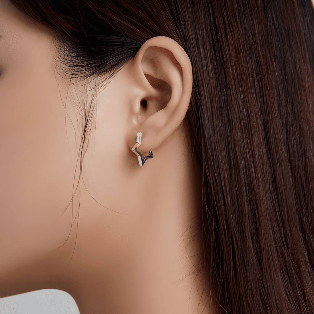 Pendientes de Aro con Estrella <myexti><span>Plata de Ley 925, chapada en oro blanco</span></myexti> - Imagen 2