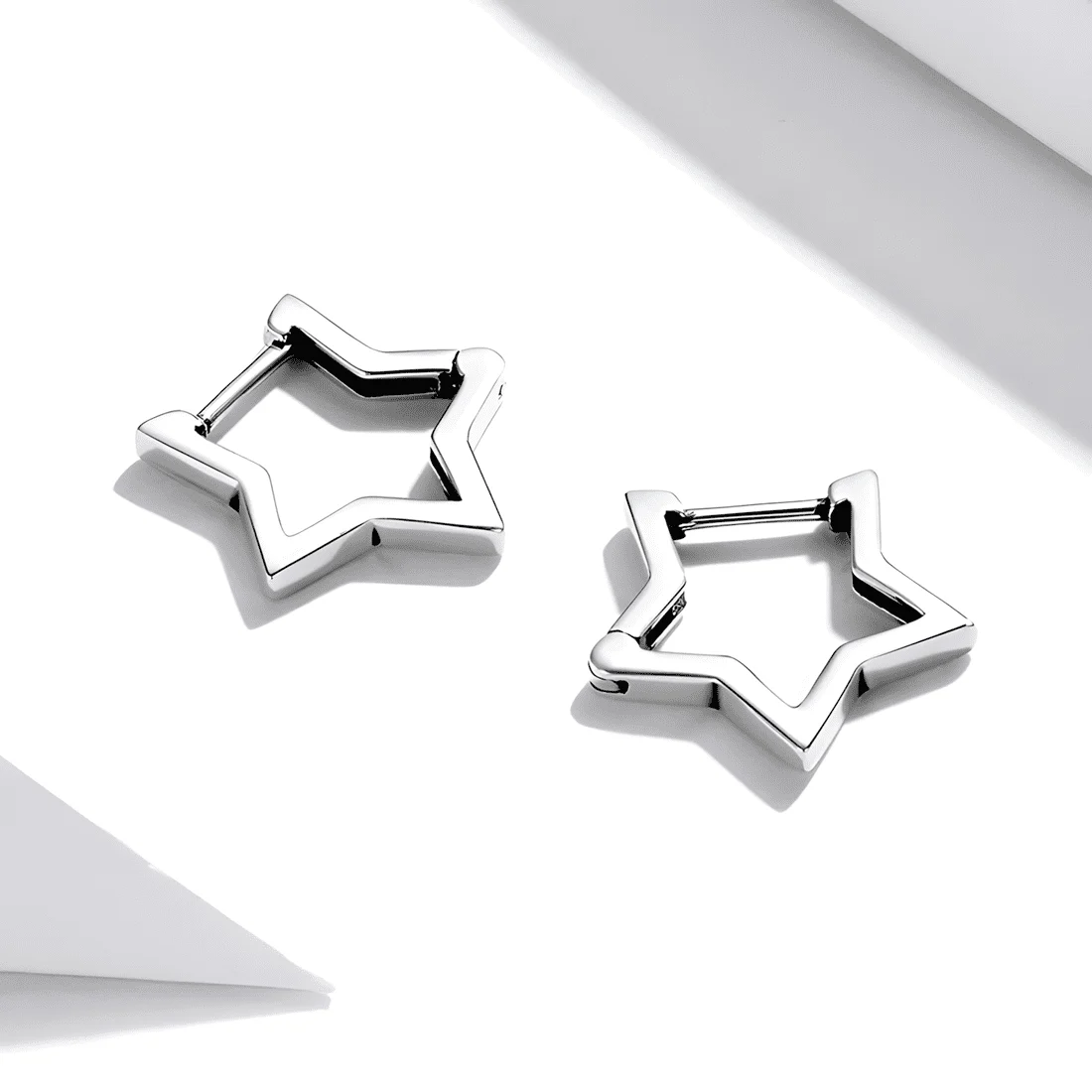Pendientes de Aro con Estrella <myexti><span>Plata de Ley 925, chapada en oro blanco</span></myexti> - Imagen 4