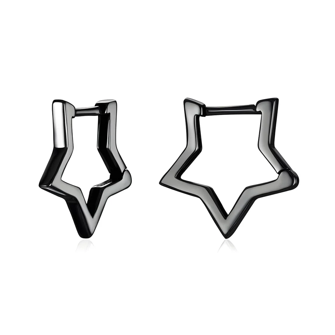 Pendientes de Aro con Estrella <myexti><span>Plata de Ley 925, chapada en negro</span></myexti>