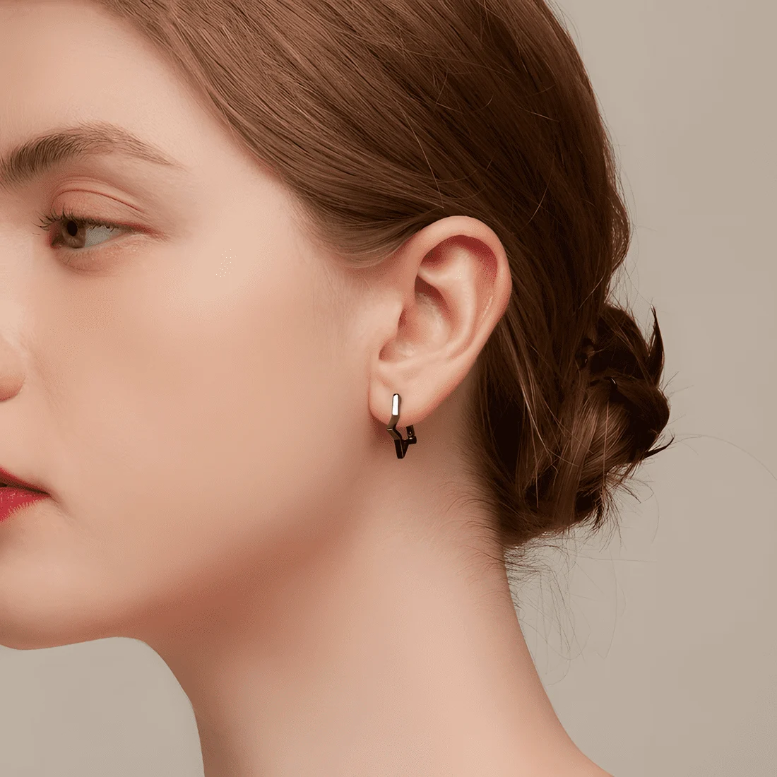 Pendientes de Aro con Estrella <myexti><span>Plata de Ley 925, chapada en negro</span></myexti> - Imagen 2