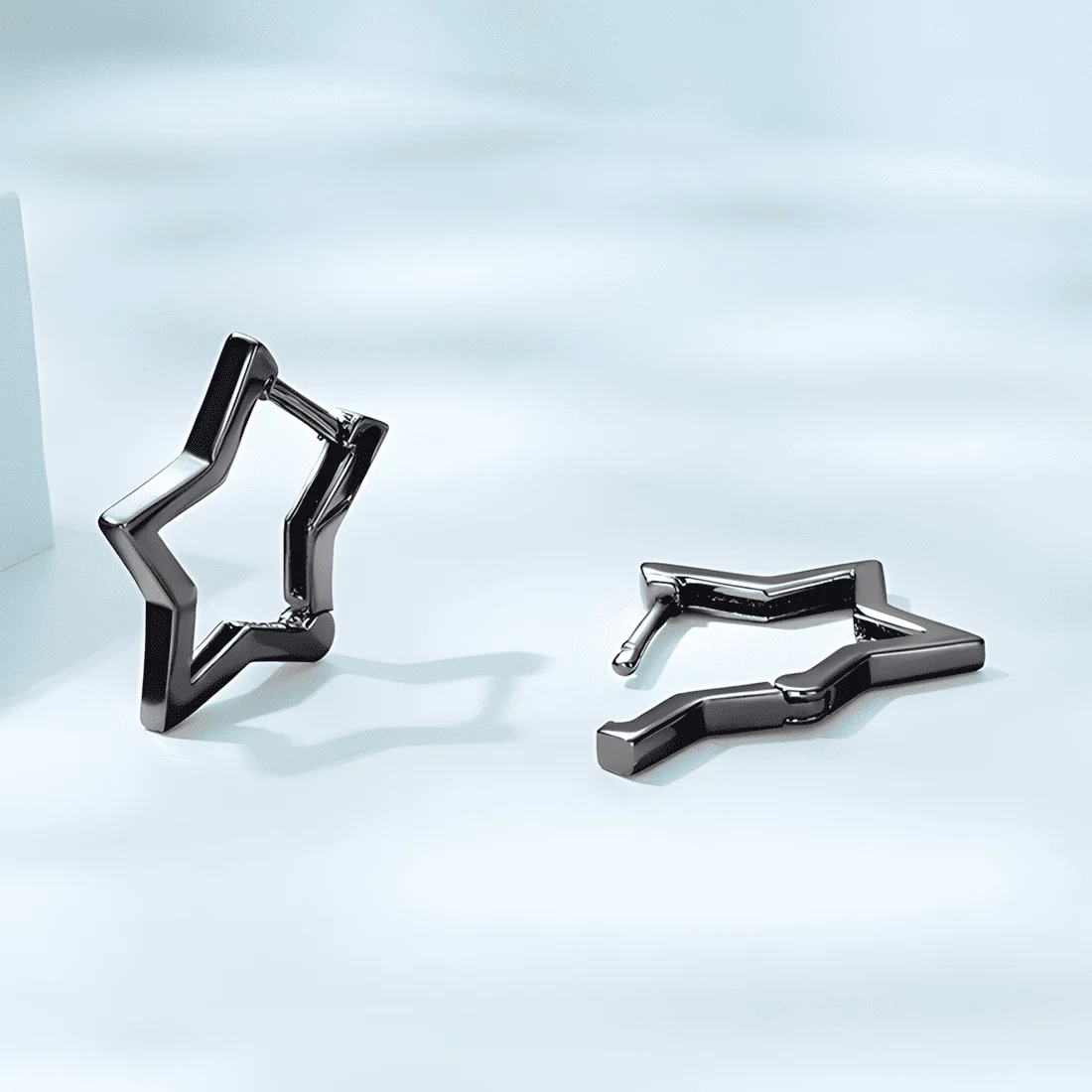 Pendientes de Aro con Estrella <myexti><span>Plata de Ley 925, chapada en negro</span></myexti> - Imagen 3