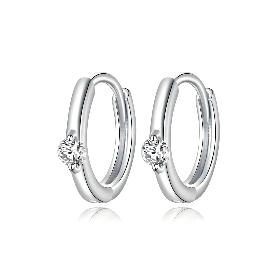 Pendientes de Aro con Solitario <myexti><span>Plata de Ley 925, chapada en oro blanco, con circonitas</span></myexti>