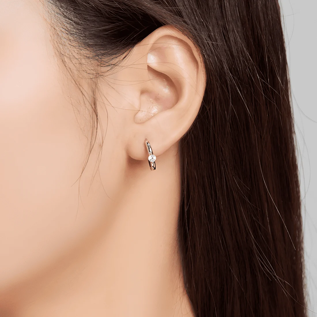 Pendientes de Aro con Solitario <myexti><span>Plata de Ley 925, chapada en oro blanco, con circonitas</span></myexti> - Imagen 2