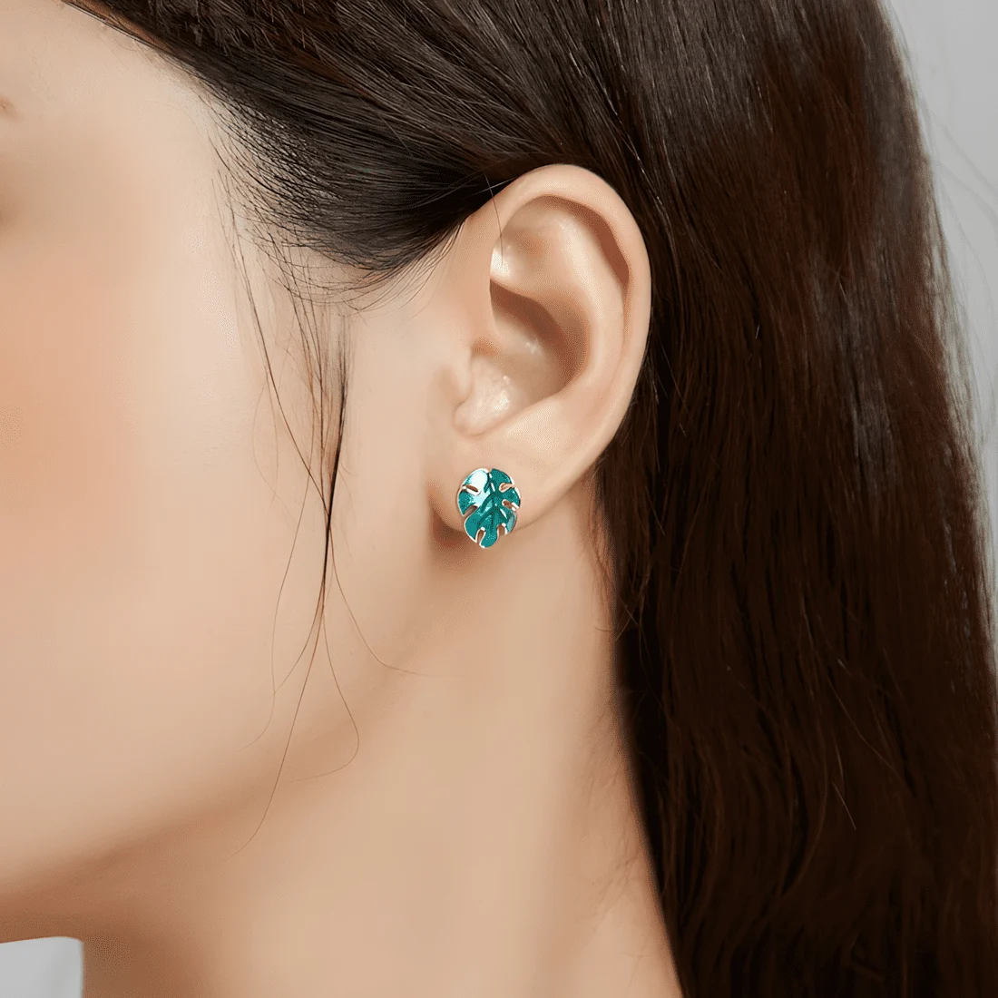 Pendientes de Flamenco <myexti><span>Plata de Ley 925, chapada en oro blanco, asimétricos con flamenco y hoja esmaltados a mano</span></myexti> - Imagen 2