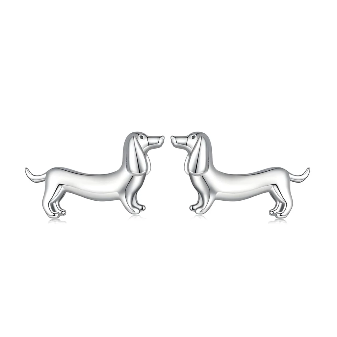 Pendientes de Perro Salchicha <myexti><span>Plata de Ley 925, chapada en oro blanco</span></myexti>