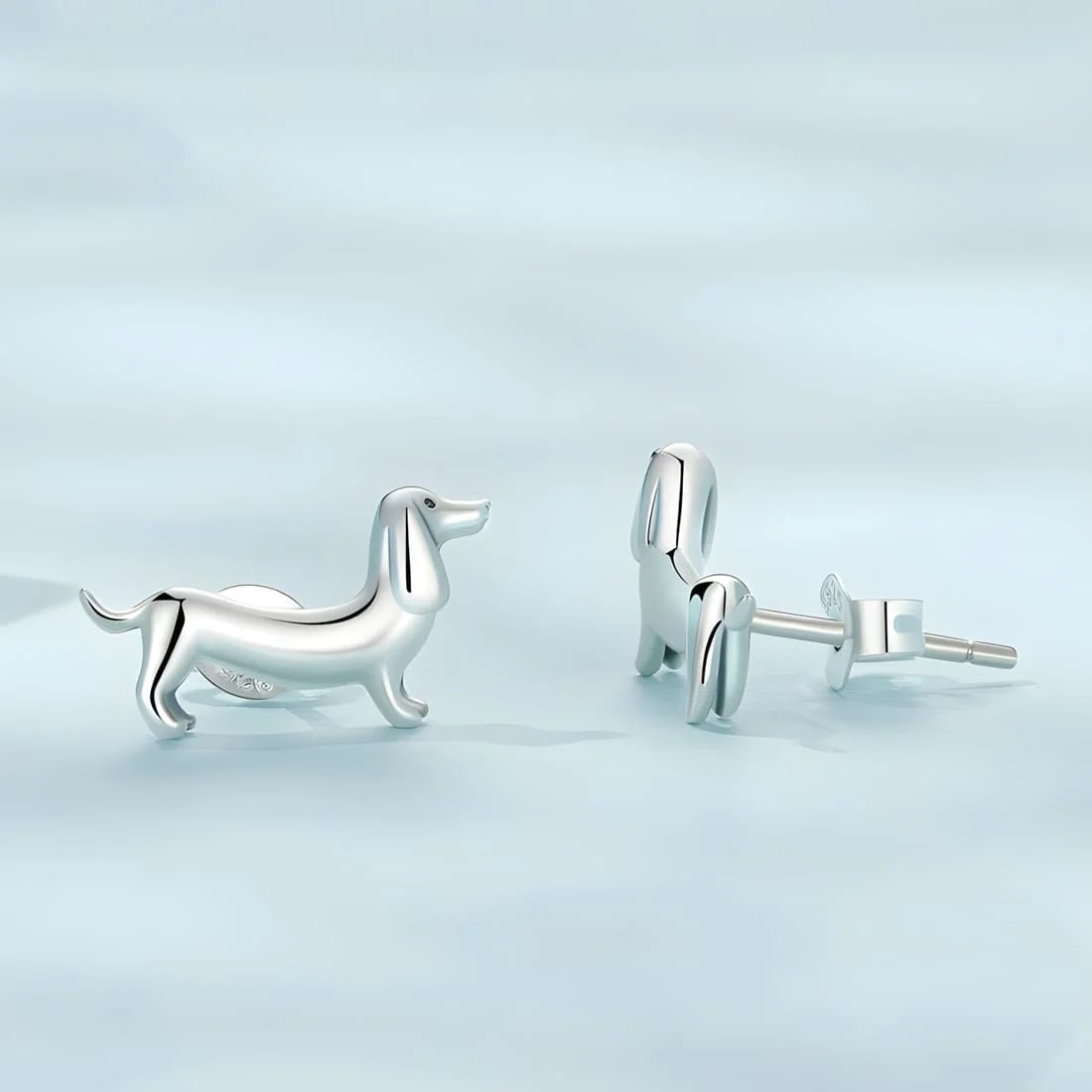 Pendientes de Perro Salchicha <myexti><span>Plata de Ley 925, chapada en oro blanco</span></myexti> - Imagen 4