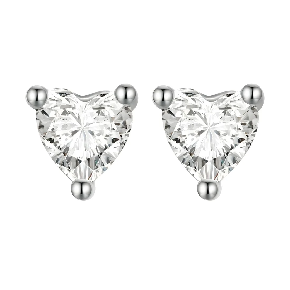Pendientes de Botón Corazones Brillantes <myexti><span>Plata de Ley 925, chapada en oro blanco, con circonitas</span></myexti>