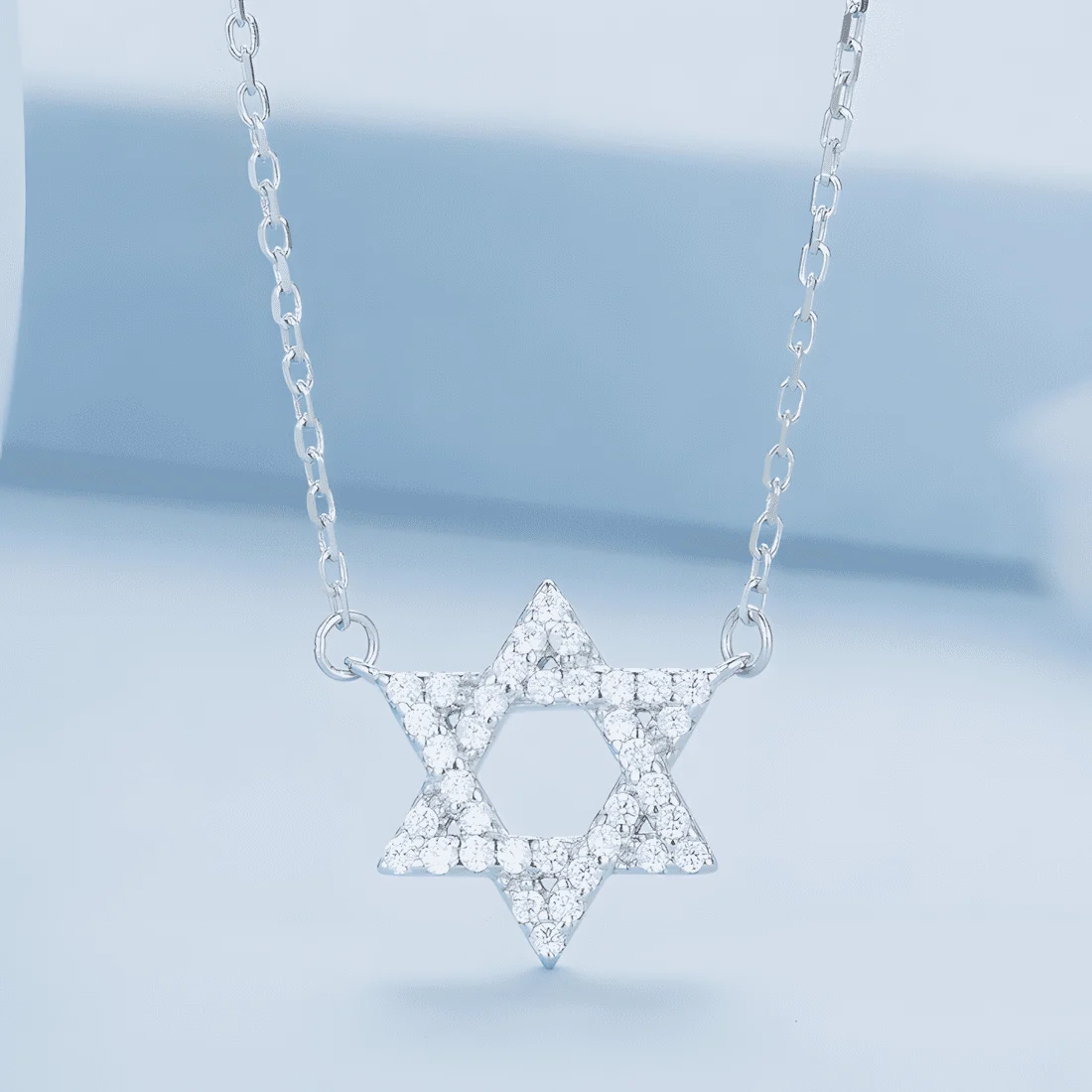 Collar Estrella de David <myexti><span>Plata de Ley 925, chapada en oro blanco, con circonitas</span></myexti> - Imagen 4