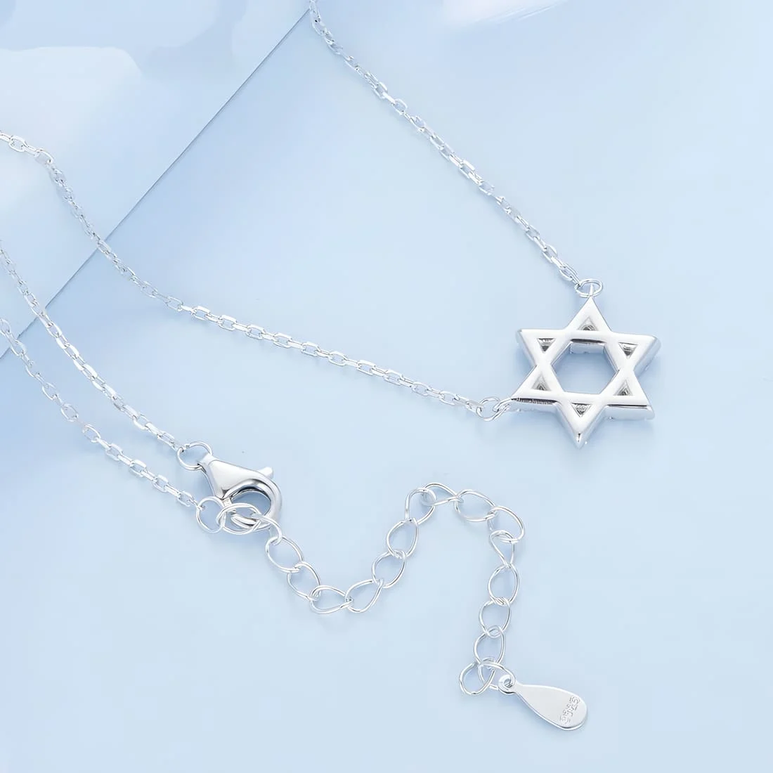 Collar Estrella de David <myexti><span>Plata de Ley 925, chapada en oro blanco, con circonitas</span></myexti> - Imagen 5