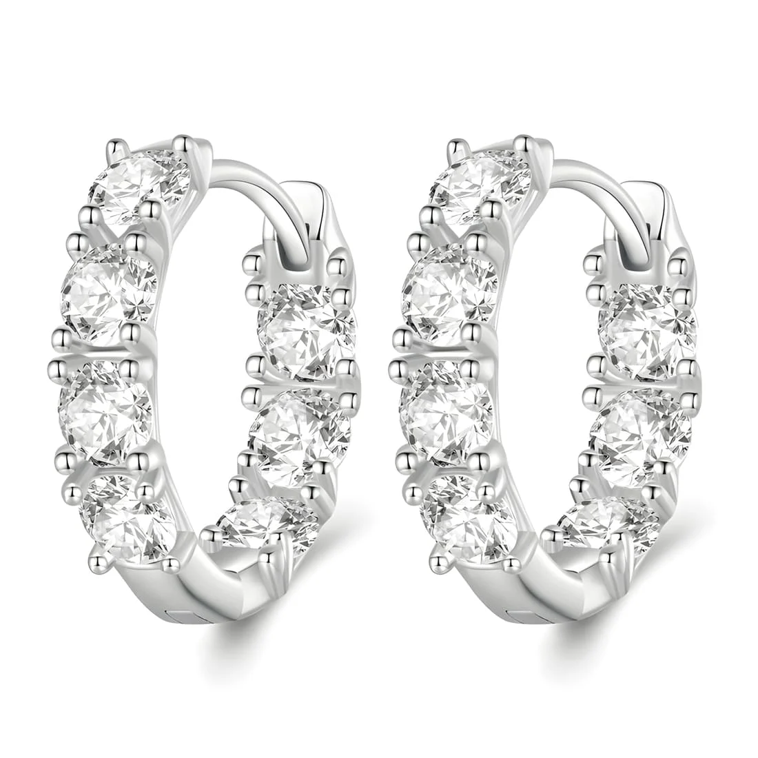 Pendientes de Aro Brillantes <myexti><span>Plata de Ley 925, chapada en oro blanco, con circonitas</span></myexti>