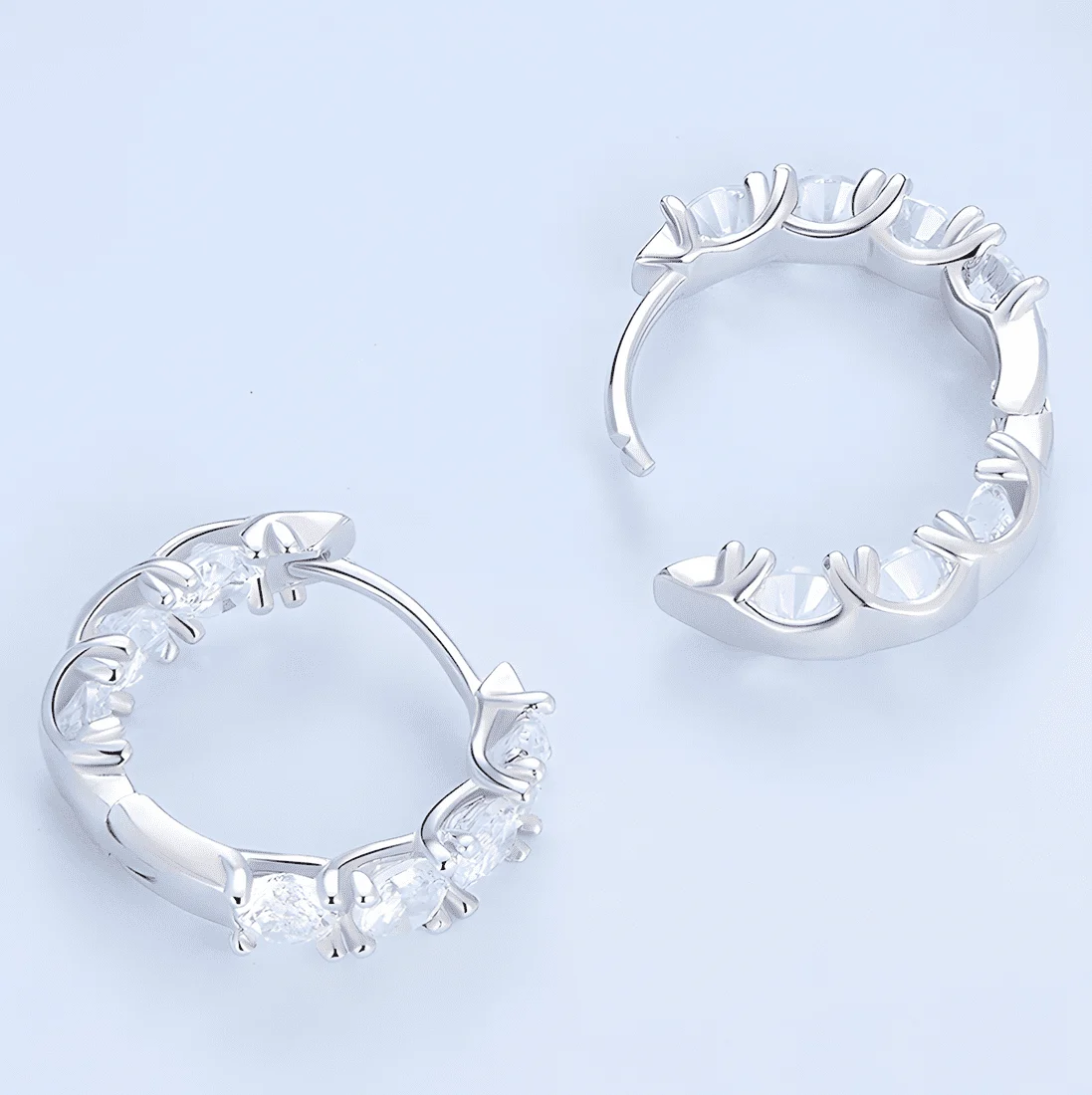 Pendientes de Aro Brillantes <myexti><span>Plata de Ley 925, chapada en oro blanco, con circonitas</span></myexti> - Imagen 5