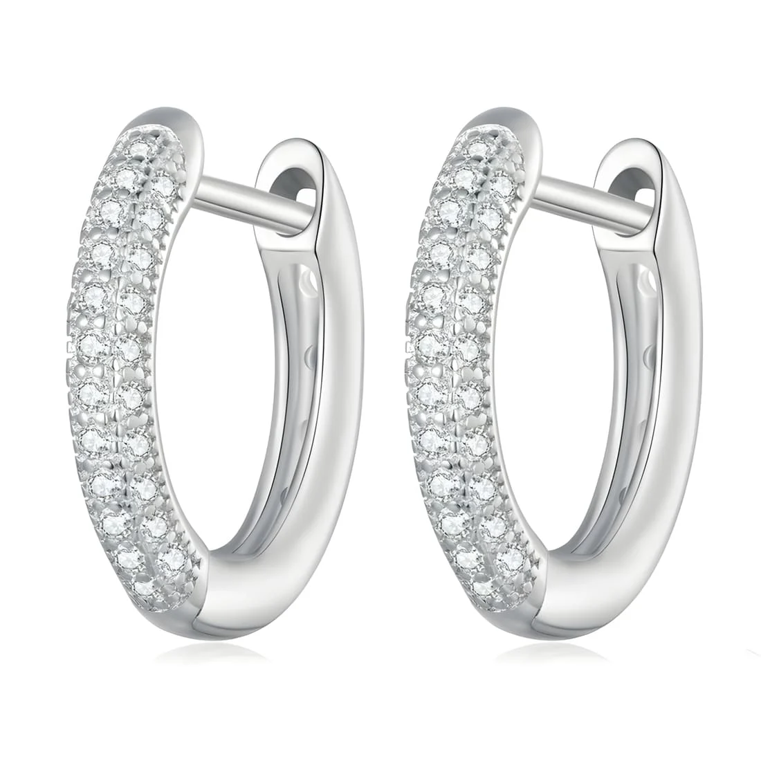 Pendientes de Aro Brillantes <myexti><span>Plata de Ley 925, chapada en oro blanco, con circonitas</span></myexti>