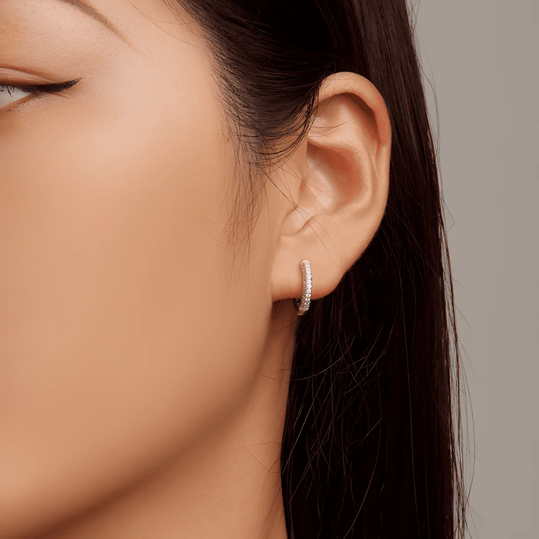 Pendientes de Aro Brillantes <myexti><span>Plata de Ley 925, chapada en oro blanco, con circonitas</span></myexti> - Imagen 2