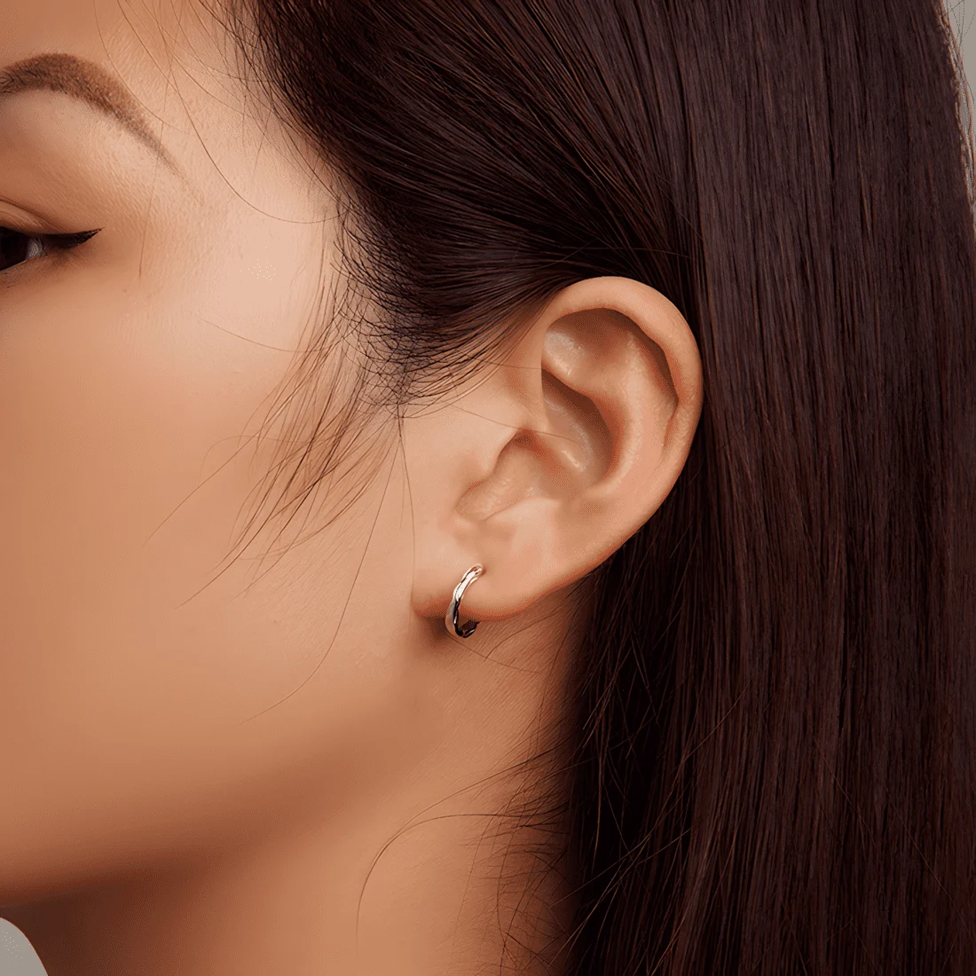 Pendientes de Aro Ola <myexti><span>Plata de Ley 925, chapada en oro blanco</span></myexti> - Imagen 2