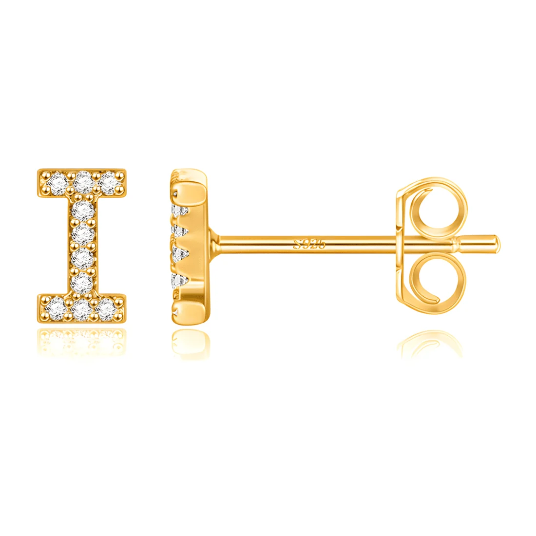 Pendientes de Botón con Letra Inicial <myexti><span>Plata de Ley 925, chapada en oro amarillo o oro blanco, con circonitas</span></myexti> - Imagen 12