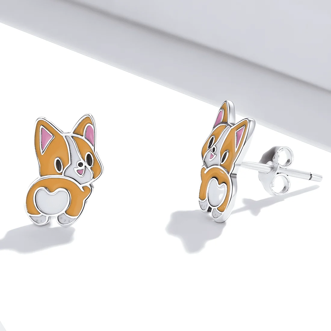 Pendientes de Zorros <myexti><span>Plata de Ley 925, chapada en oro blanco, esmaltados en naranja y blanco</span></myexti> - Imagen 4