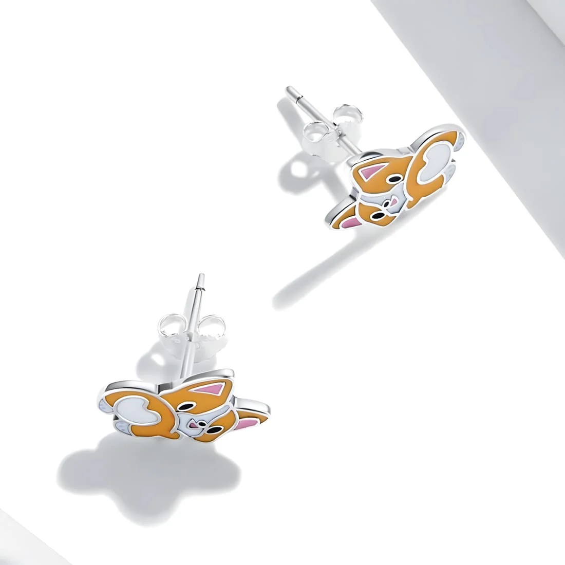 Pendientes de Zorros <myexti><span>Plata de Ley 925, chapada en oro blanco, esmaltados en naranja y blanco</span></myexti> - Imagen 5