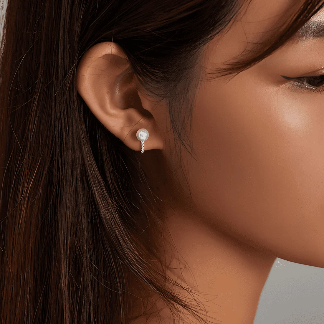 Pendientes de Aro con Perlas <myexti><span>Plata de Ley 925, chapada en oro blanco, con perlas naturales y circonitas</span></myexti> - Imagen 6