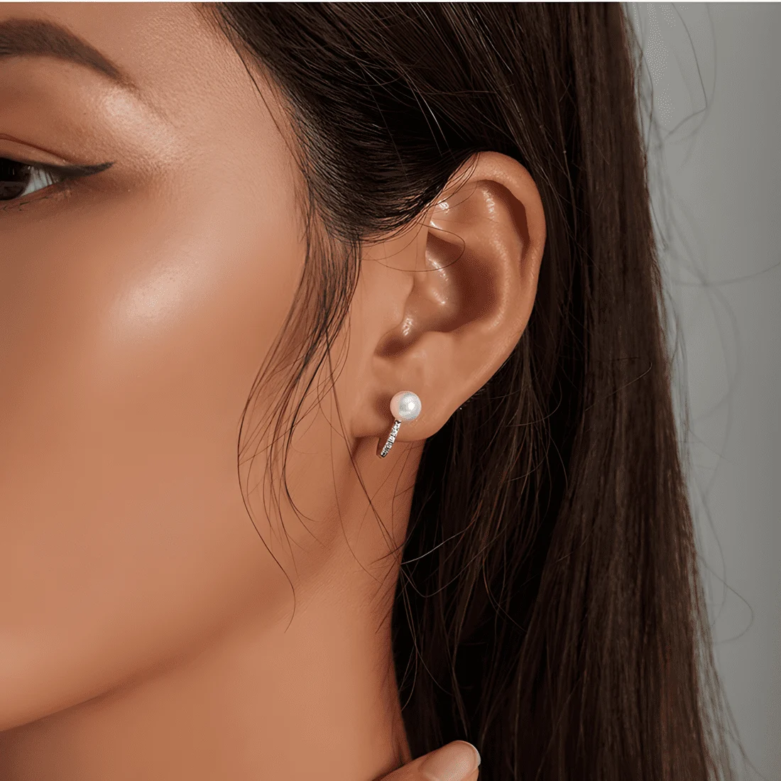 Pendientes de Aro con Perlas <myexti><span>Plata de Ley 925, chapada en oro blanco, con perlas naturales y circonitas</span></myexti> - Imagen 7