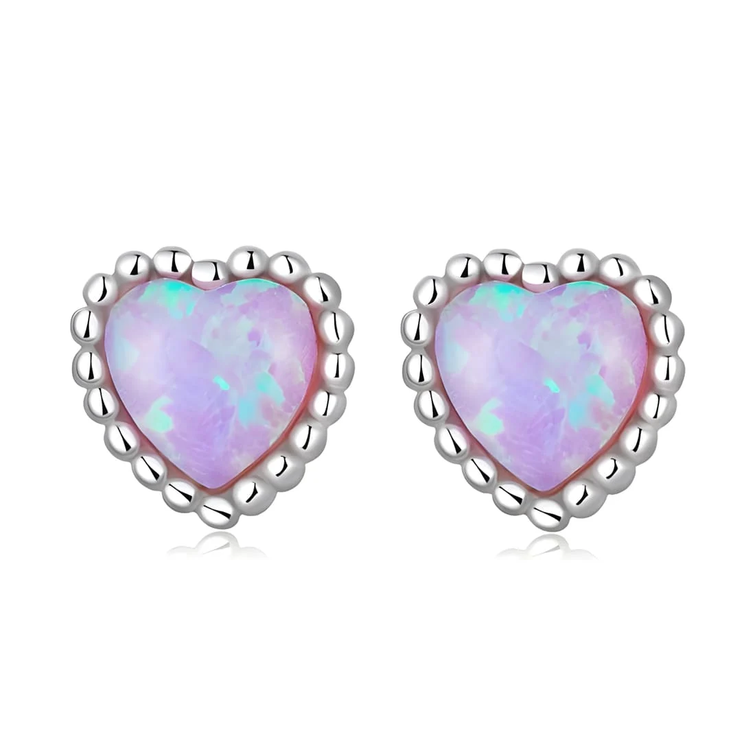 Pendientes de Corazones con Ópalo <myexti><span>Plata de Ley 925, chapada en oro blanco, con corazones de ópalo rosa</span></myexti>
