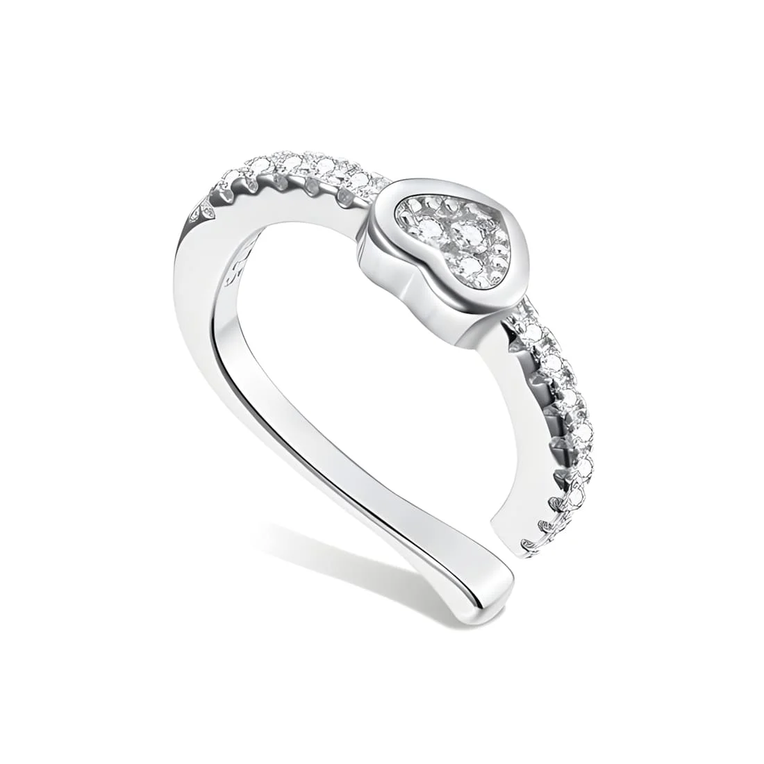 Puño para orejas Corazón Brillante <myexti><span>Plata de Ley 925, chapada en oro blanco, con circonitas</span></myexti>