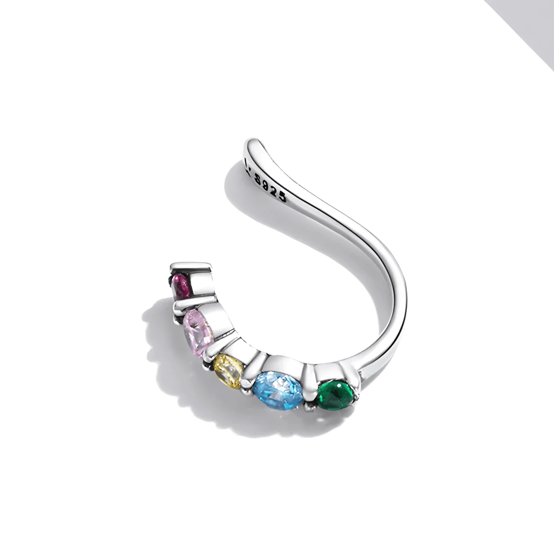 Puño para orejas Arcoíris <myexti><span>Plata de Ley 925, chapada en oro blanco, con circonitas de colores</span></myexti> - Imagen 5