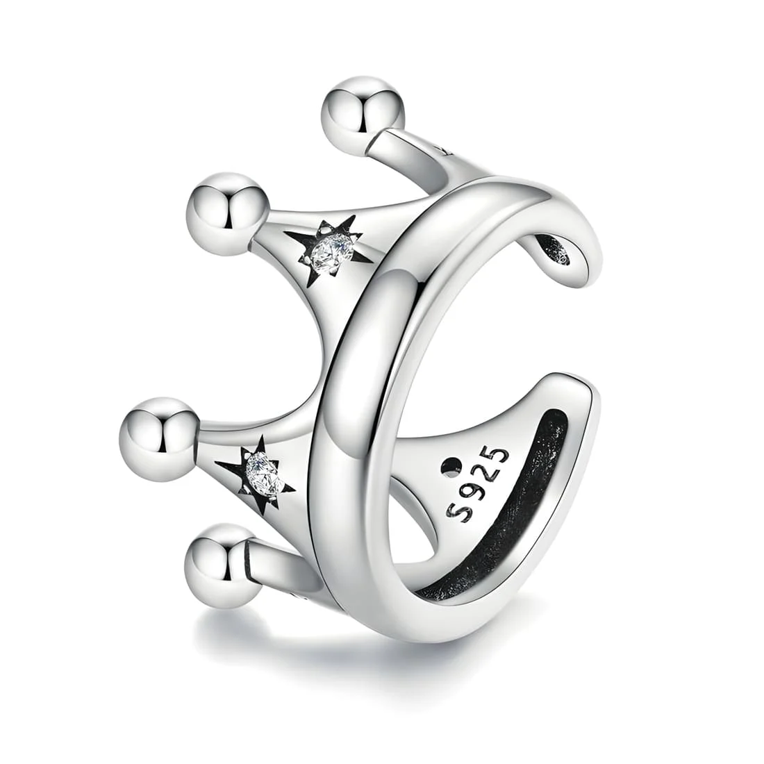 Puño para orejas Corona <myexti><span>Plata de Ley 925, chapada en oro blanco, con circonitas</span></myexti>