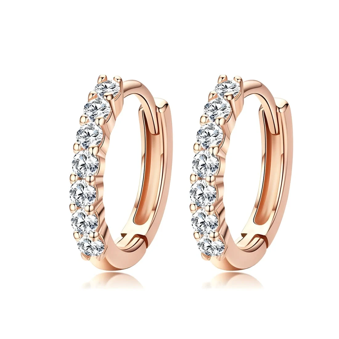 Pendientes de Aro Brillantes <myexti><span>Plata de Ley 925, chapada en oro rosa, con circonitas</span></myexti>