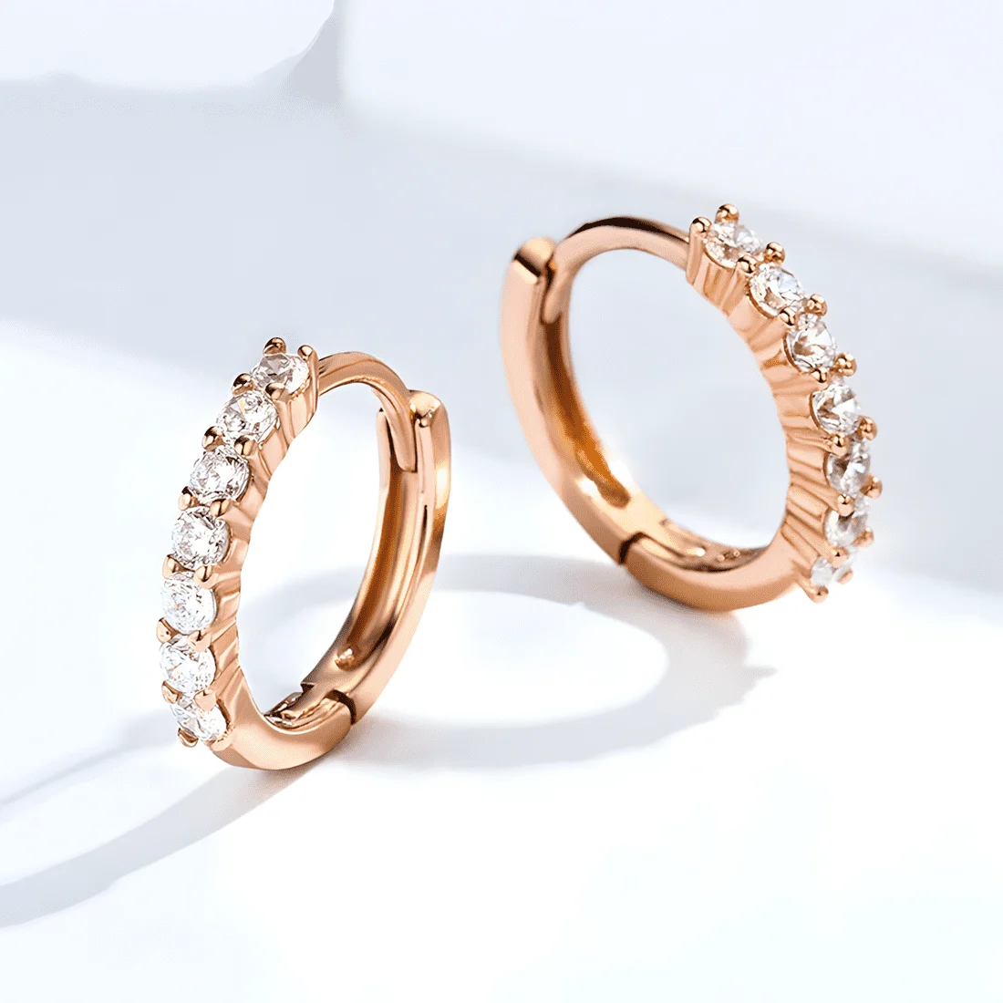 Pendientes de Aro Brillantes <myexti><span>Plata de Ley 925, chapada en oro rosa, con circonitas</span></myexti> - Imagen 4