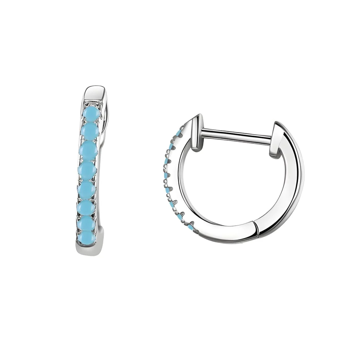 Pendientes de Aro Brillantes <myexti><span>Plata de Ley 925, chapada en oro blanco, con circonitas azul claro</span></myexti>