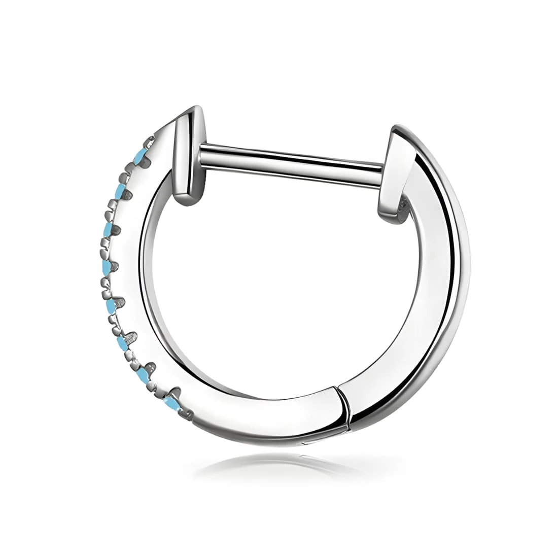 Pendientes de Aro Brillantes <myexti><span>Plata de Ley 925, chapada en oro blanco, con circonitas azul claro</span></myexti> - Imagen 4