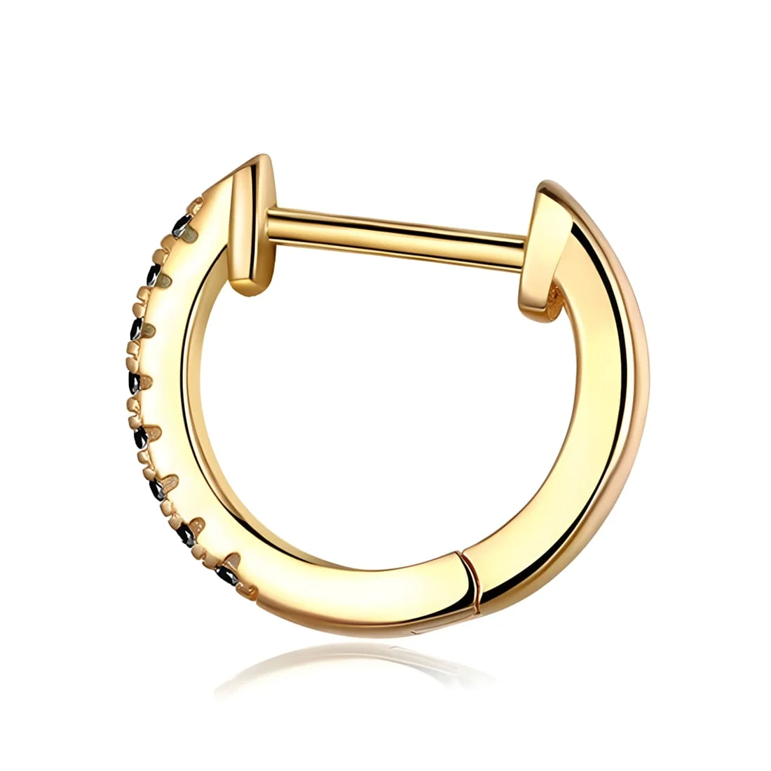 Pendientes de Aro Brillantes <myexti><span>Plata de Ley 925, chapada en oro amarillo, con circonitas negras</span></myexti> - Imagen 4